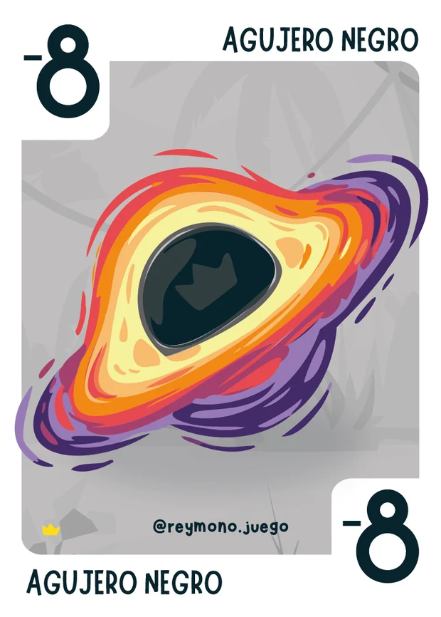 Carta bonus Agujero Negro de Rey Mono 2: Traición, −8 puntos: un agujero negro con un disco naranja y morado